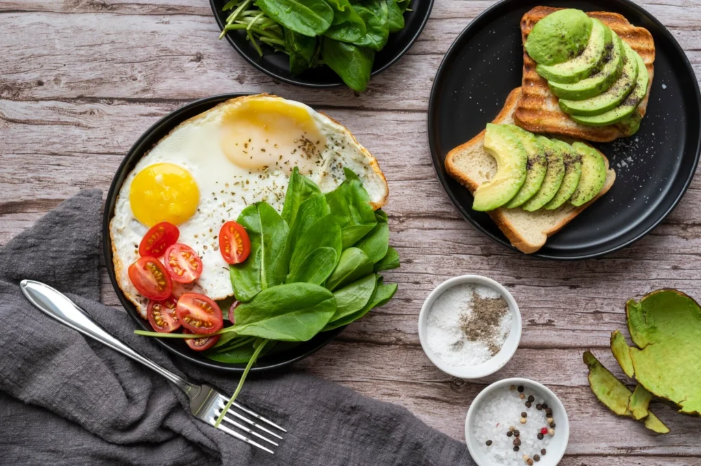 Creative composition of delicious breakfast meal
