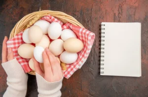 chicken eggs inside basket