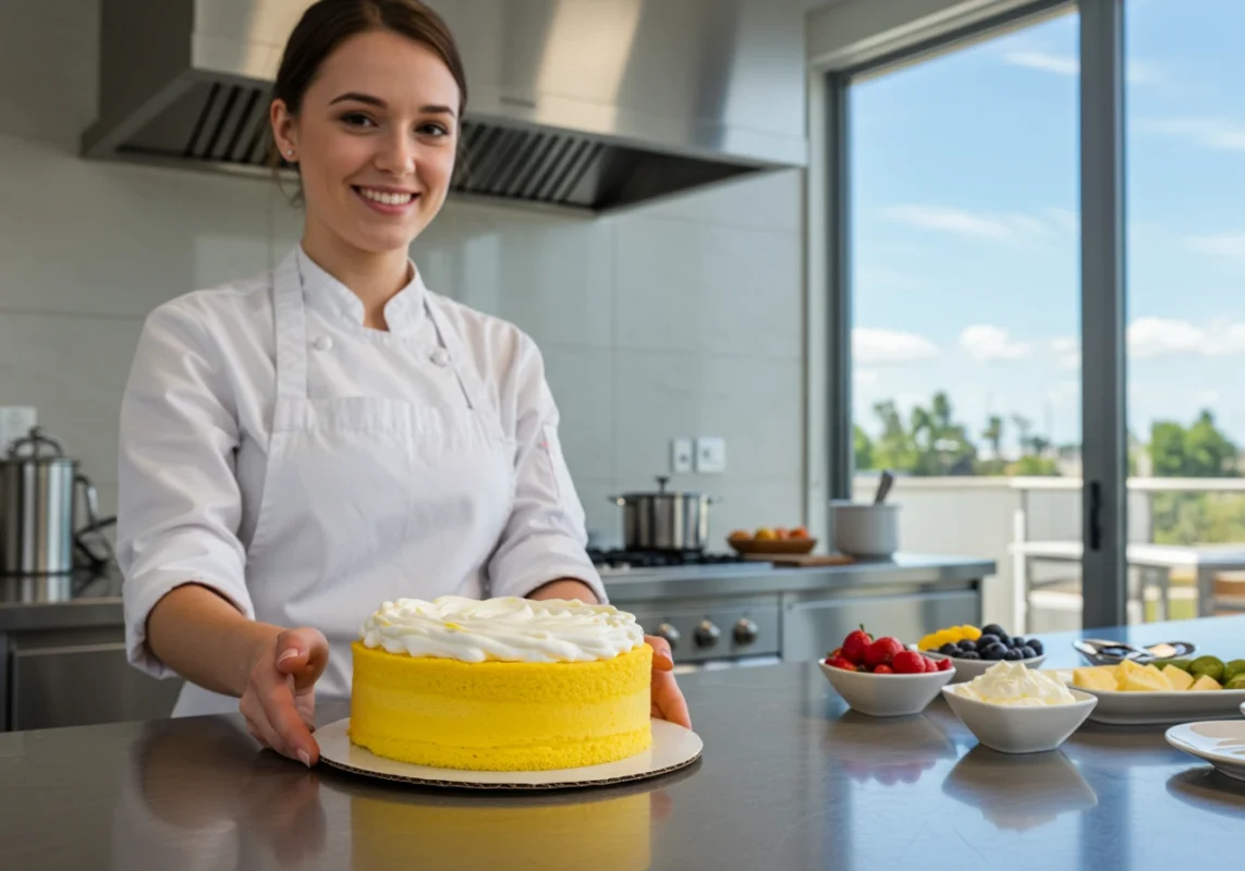 Yellow cake with buttercream frosting