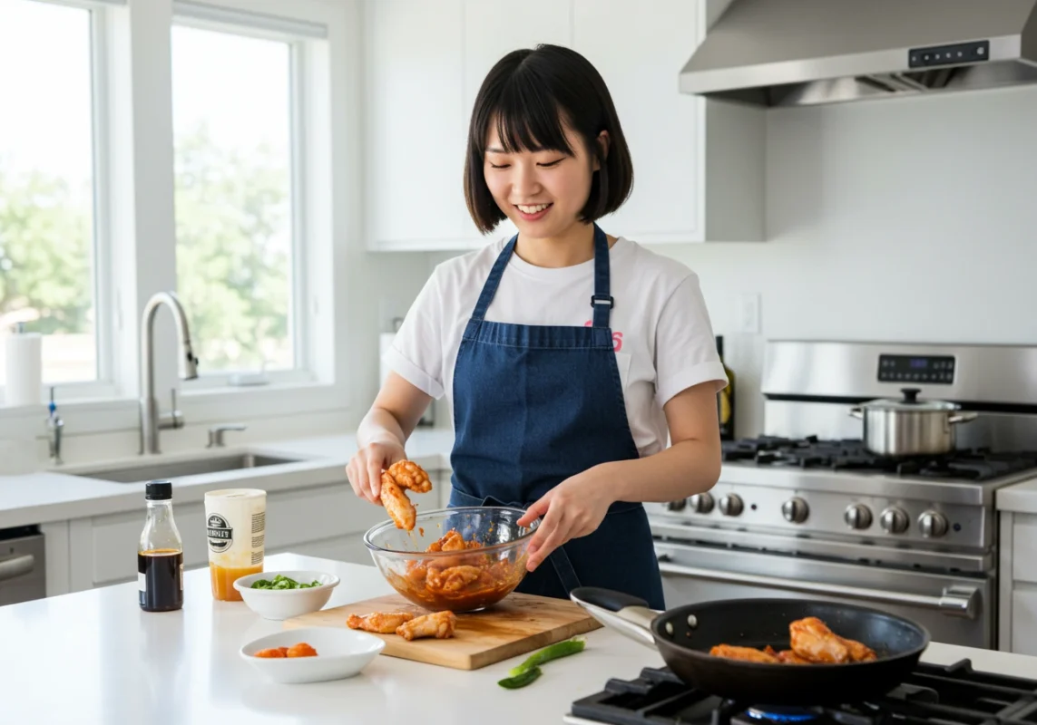 Cooking Wings , modern kitchen