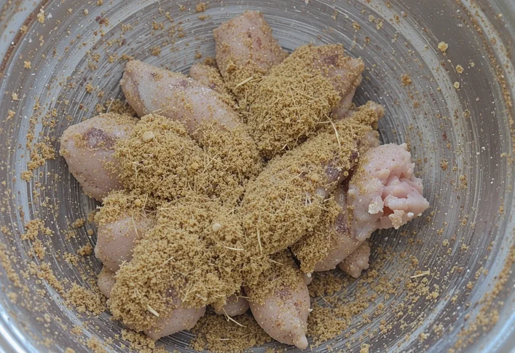  3-  Evenly coat chicken wings with the spice mixture.