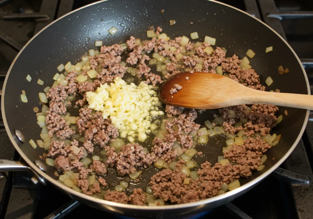 Add ground beef to the skillet