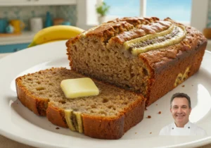 A delicious slice of homemade banana bread