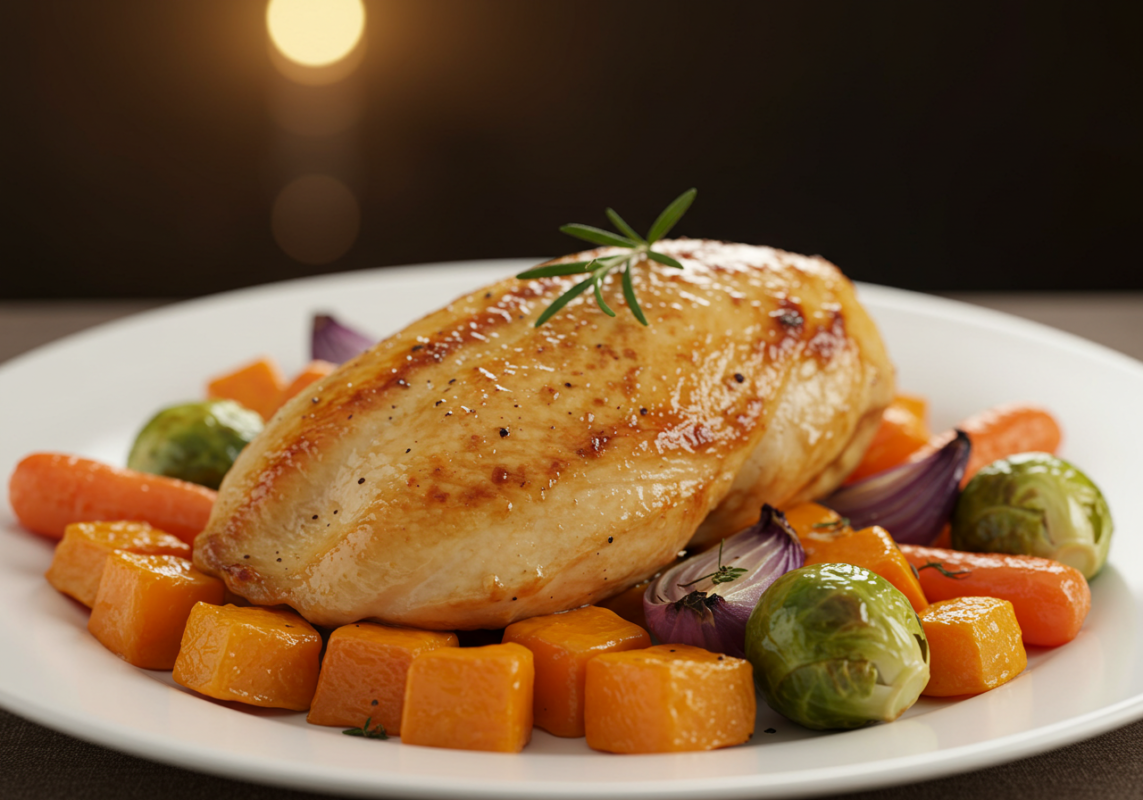 Fall Chicken Breast Roast Recipes with autumn vegetables.